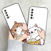cartoon cute pinch face cat phone case for huawei p smart z 2019 2021 p20 p20 lite pro p30 lite pro p40 p40 lite 5g soft