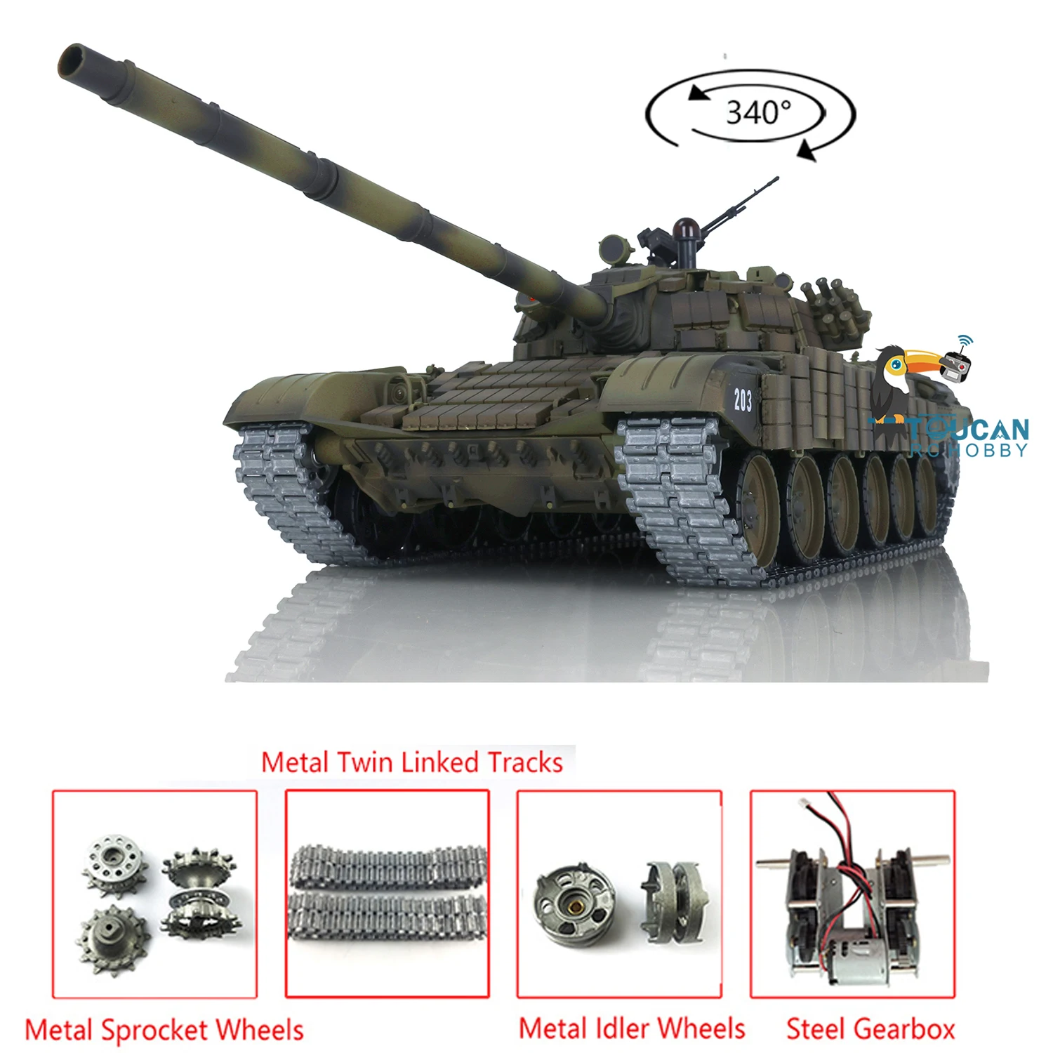 1/16 Обновленный версия Heng Long RTR RC Battle Tank T72 7 0 Металл 3939 Электрический военный