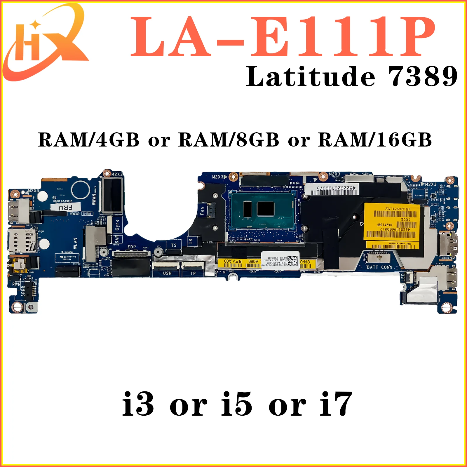LA-E111P материнская плата для ноутбука Dell Latitude 7389, материнская плата i7 i5 i3 7-го поколения 4 ГБ/8 ГБ/16 ГБ-ОЗУ