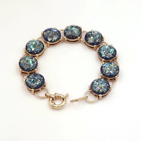 

Комплект ювелирных изделий из прозрачного стекла, 1 браслет и 1 серьга