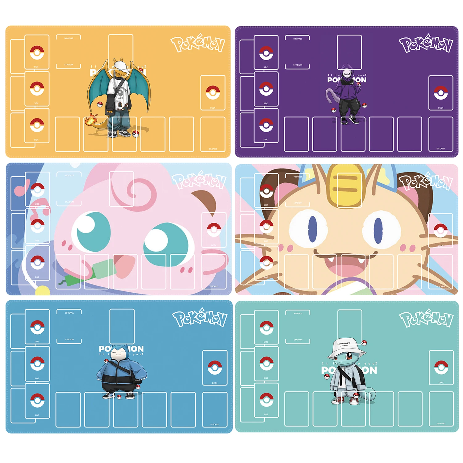 

60X35Cm New Cartoon Pokemon Meowth Ptcg Cute Battle Card Table Mat Charizard Mewtwo Card Battle Table Mat Gift Toys