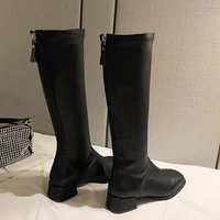 2022 women knee high boots female leather knight boots plus size 43 booties lady low 4cm high heels white autumn shoes women