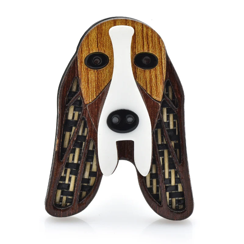 

Wuli&baby Wood Dog Brooches For Women Men 2-color Lovely Puppy Animal Party Causal Brooch Pin Gifts