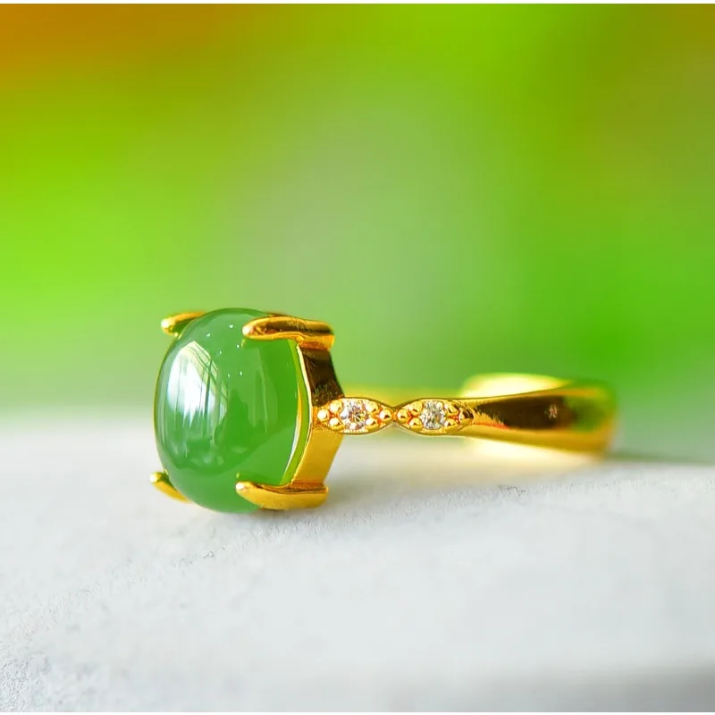 Изысканное модное кольцо из натурального нефрита Хэтянь инкрустированное медью