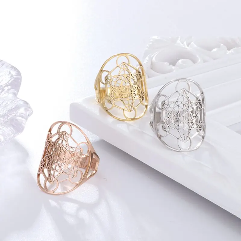 

Classic Archangel Metatron Stainless Steel Ring Solomon Secret Archangel Seal Yoga Lotus Amulet Jewelry Female Ring Jewelry