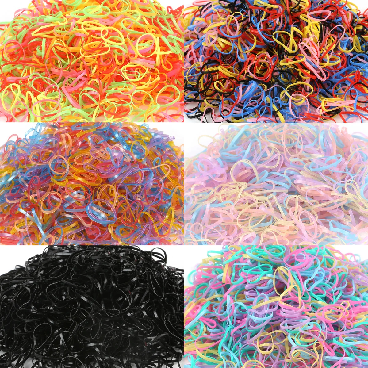 

1000PCS/Pack Kids Small Rubber Bands Ponytail Holder Disposable Elastic Hair Bands For Girls Gum scrunchie Hair Ties Accessories