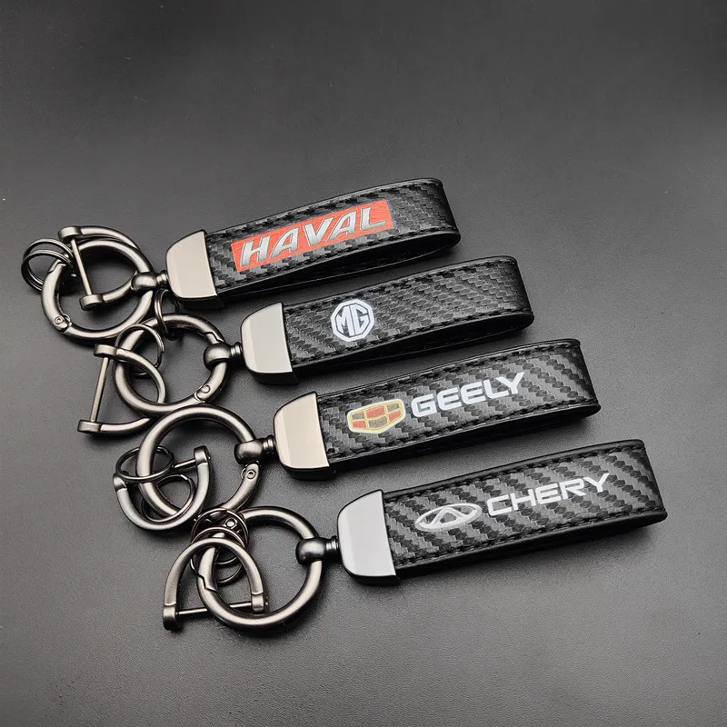 

Leather Carbon Fiber Car Keychain Zinc Alloy Key Rings Rotate 360 For Chevrolet Cruze Captiva Trax Malibu Tahoe Equinox Impala