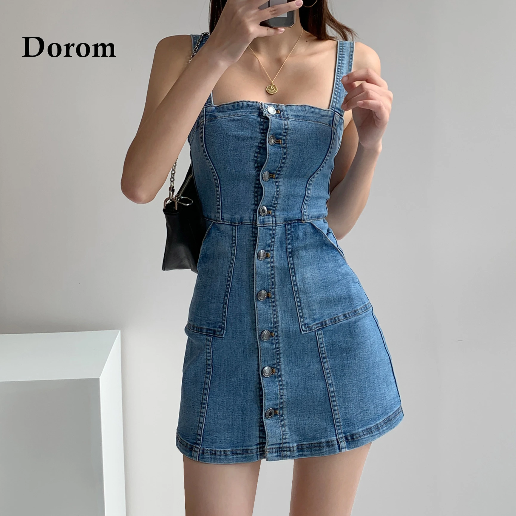 

Y2K Denim Dresses For Women Sexy Backless Strap Evening Bodycon Mini Dress Summer High Waist Sleeveless Jeans Sundress