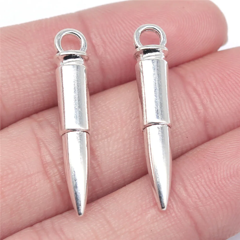 

15pcs Charms 33x6x6mm Bullet Charms for Jewelry Making DIY Jewelry Findings Antique Silver Bronze Color Alloy Charms Pendant