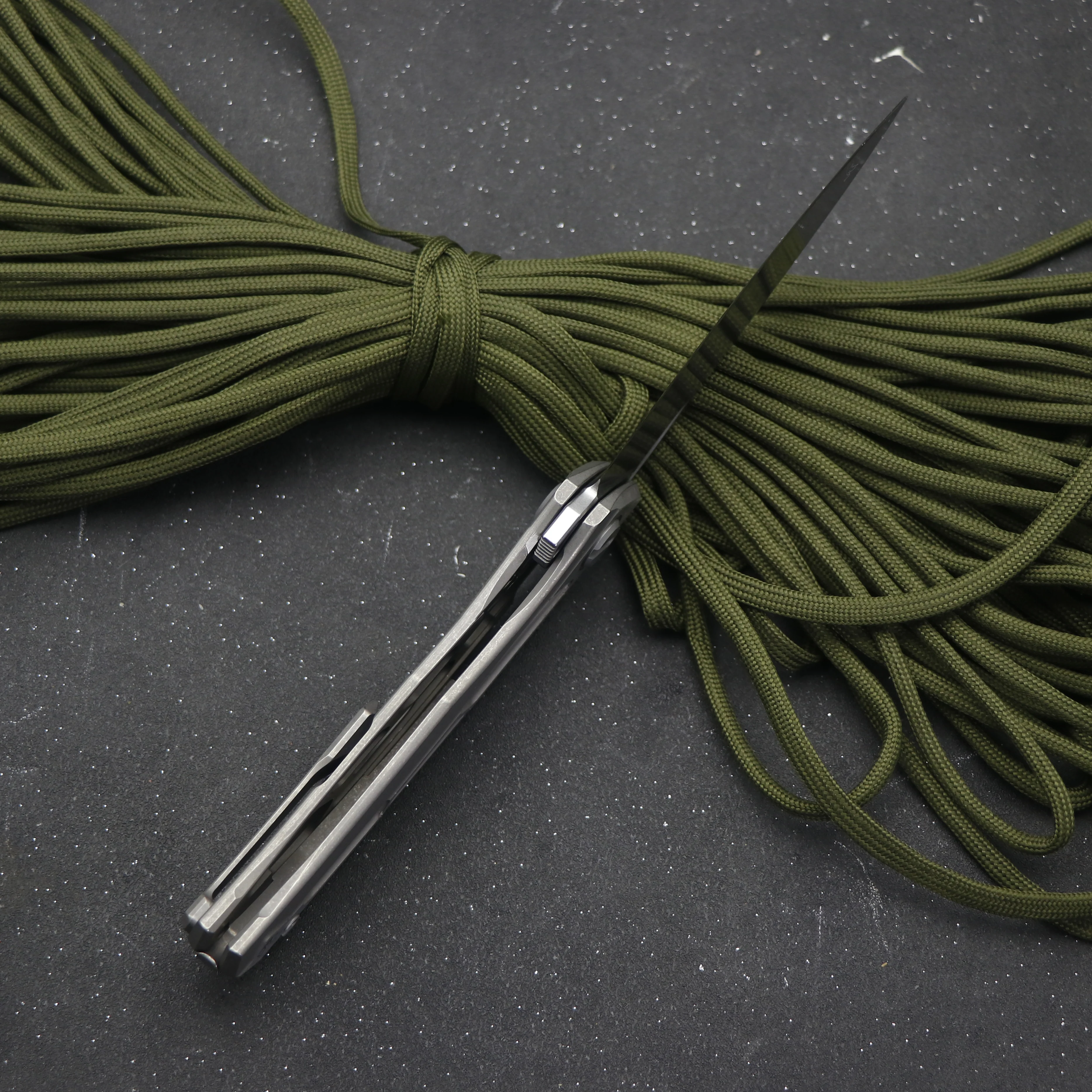 JUMCSONG Quantum TC4 титановая ручка лезвие D2 походный охотничий Складной Нож EDC