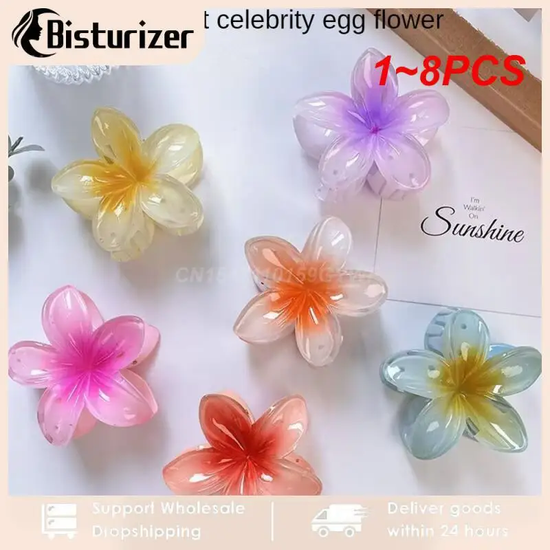 

1 ~ 8 шт. летние градиентные Цветочные акриловые заколки для волос для женщин девочек милые заколки для конского хвоста Акула искусственные волосы