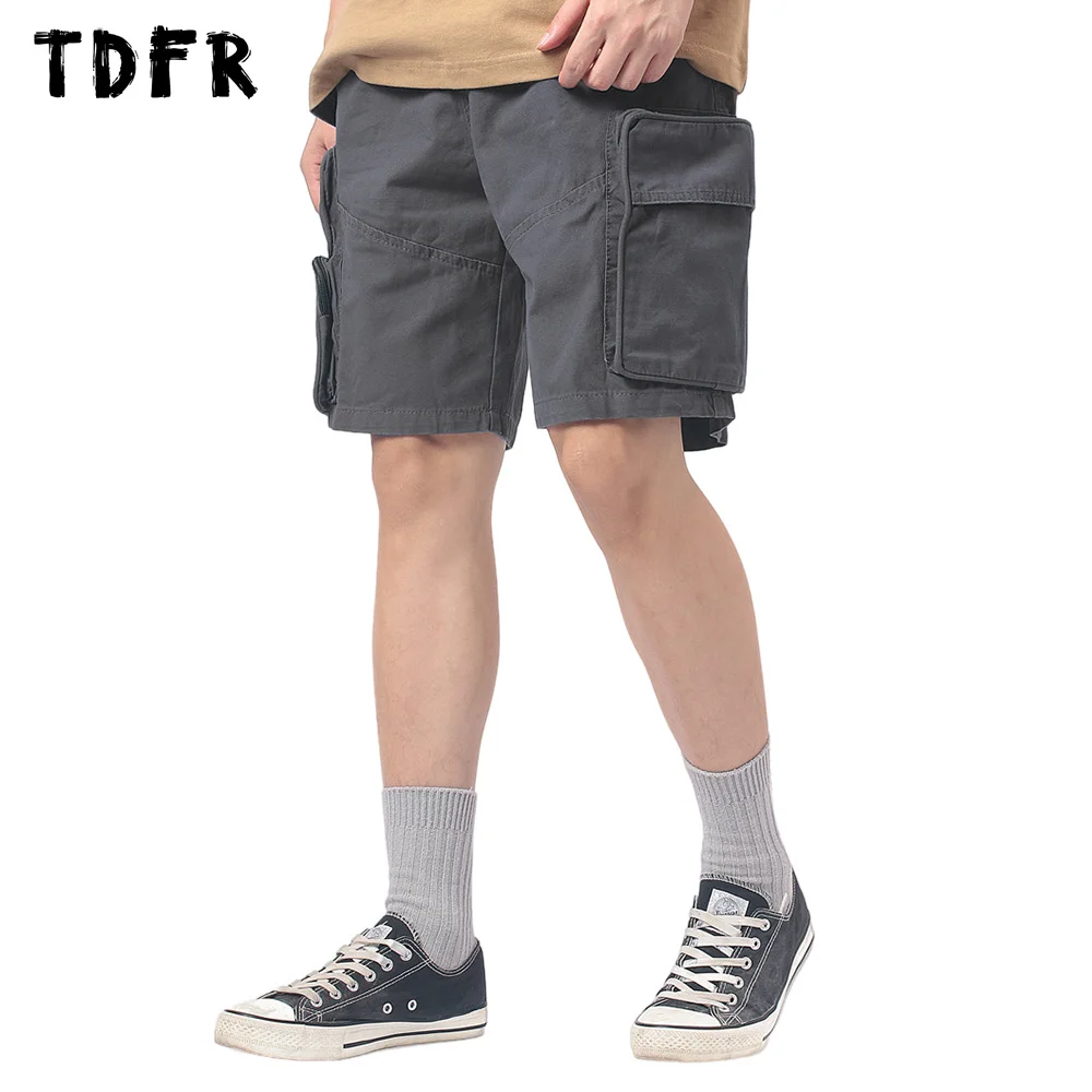 

Шорты-карго Amekaji мужские, однотонные Короткие штаны до колен, на молнии, с эластичным поясом, лето