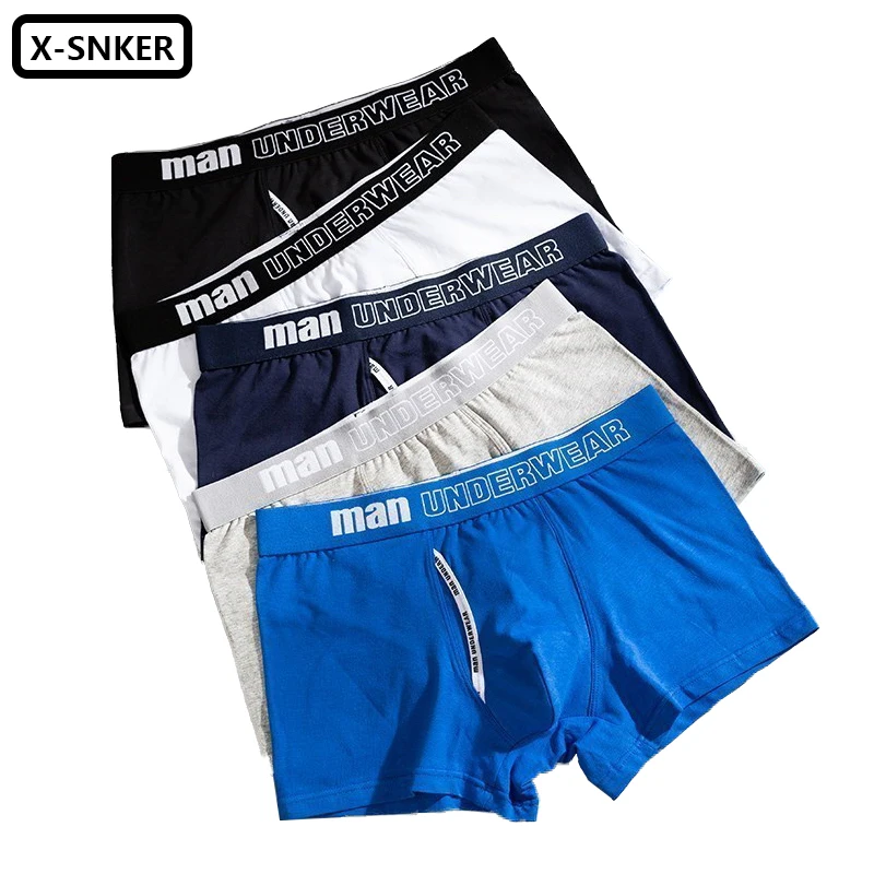 4PCS Mens Boxers Underwear Men Cotton Underpants Male Panties Shorts Sexy Boxer Shorts Solid Cuecas 365 Calzoncillos Wholesale