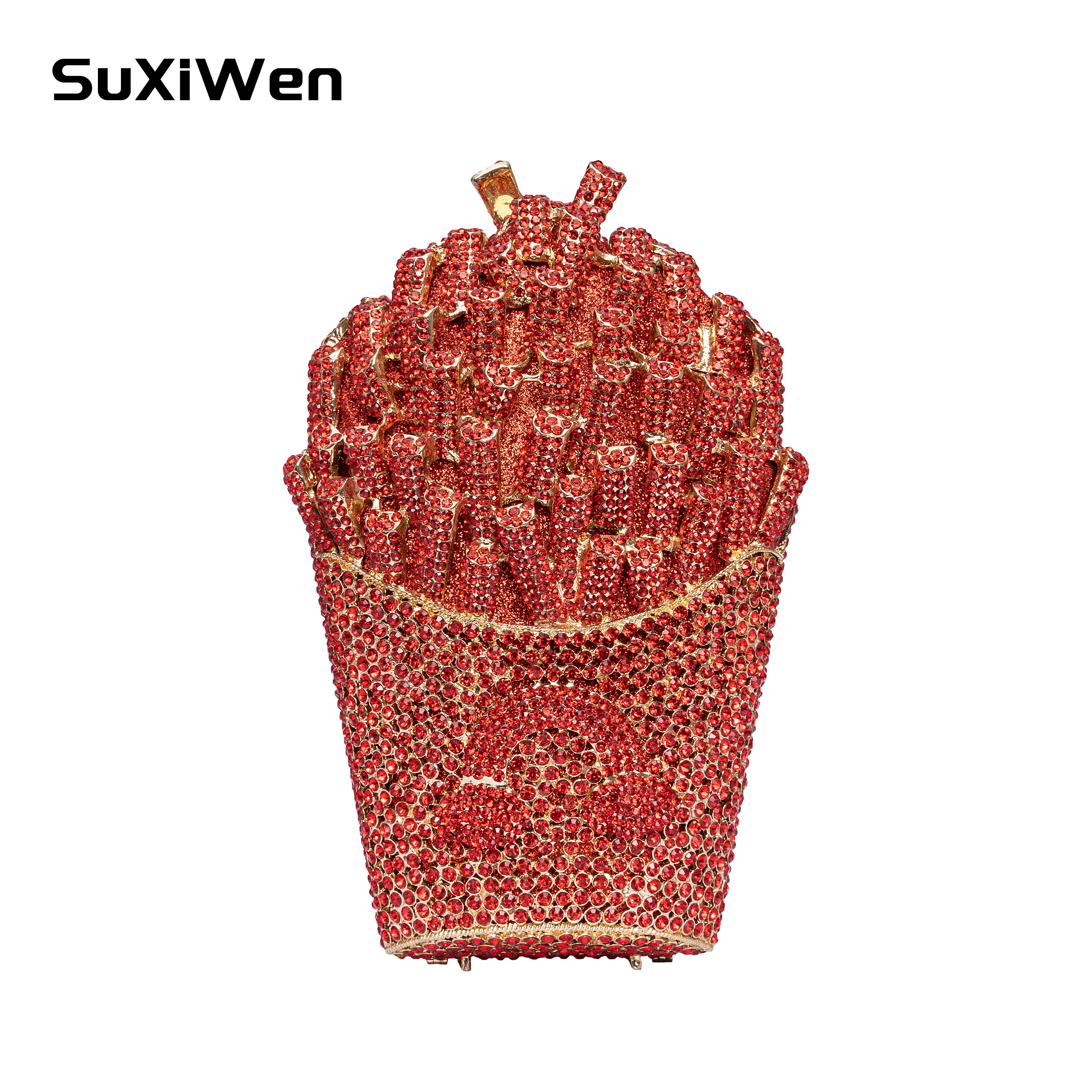 Luxury Rhinestone Bag Crystal Clutch Purse Evening Bags Handbag for Women Wedding Party Diamond French Fries Clutch Bag