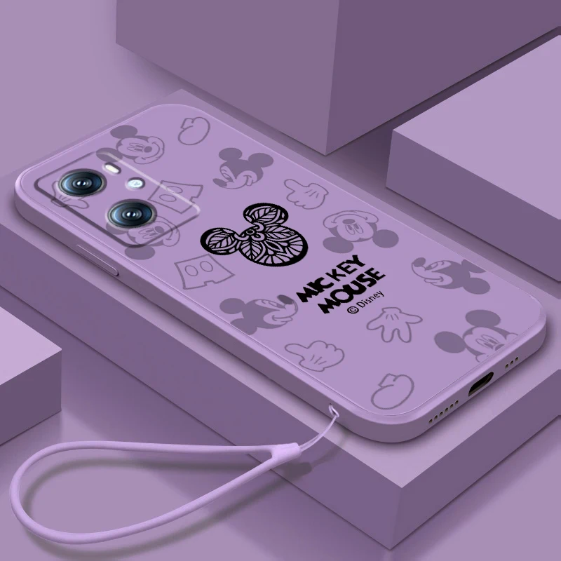 

Phone Case For OPPO A96 A94 A93 A77 A76 A74 A72 A57 A53S A16 A9 Find X5 X3 Lite F21 5G Mickey Mouse Cute Disney Liquid Rope
