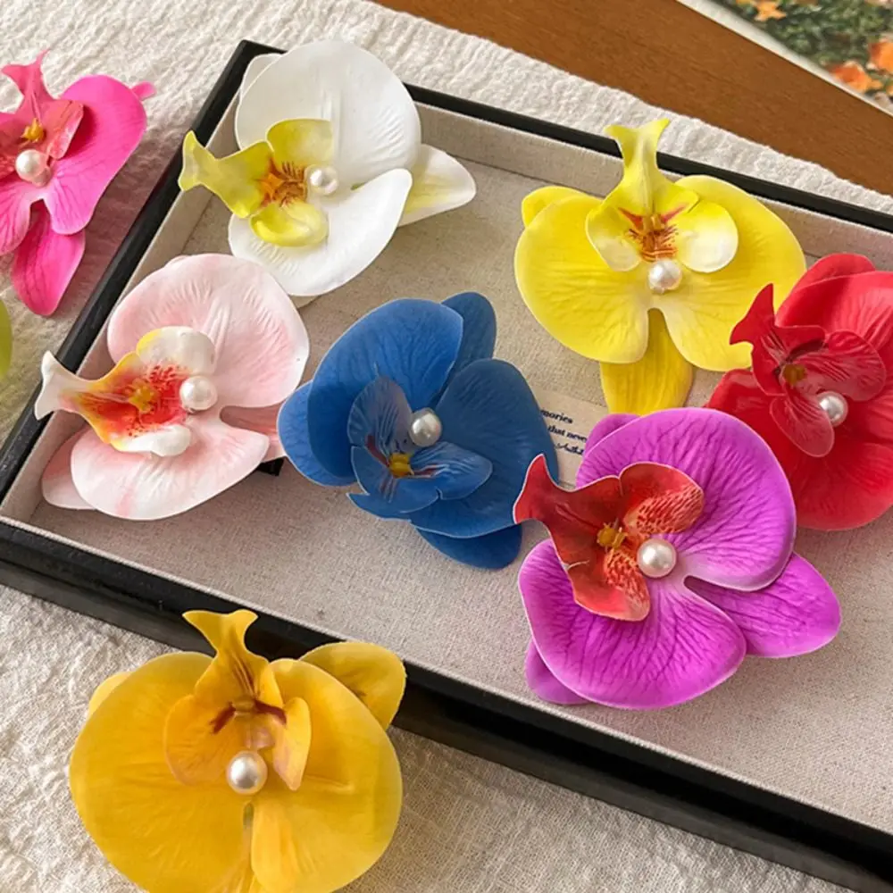 Тканевая заколка для волос с цветком бабочка орхидея корейский стиль орхидеи