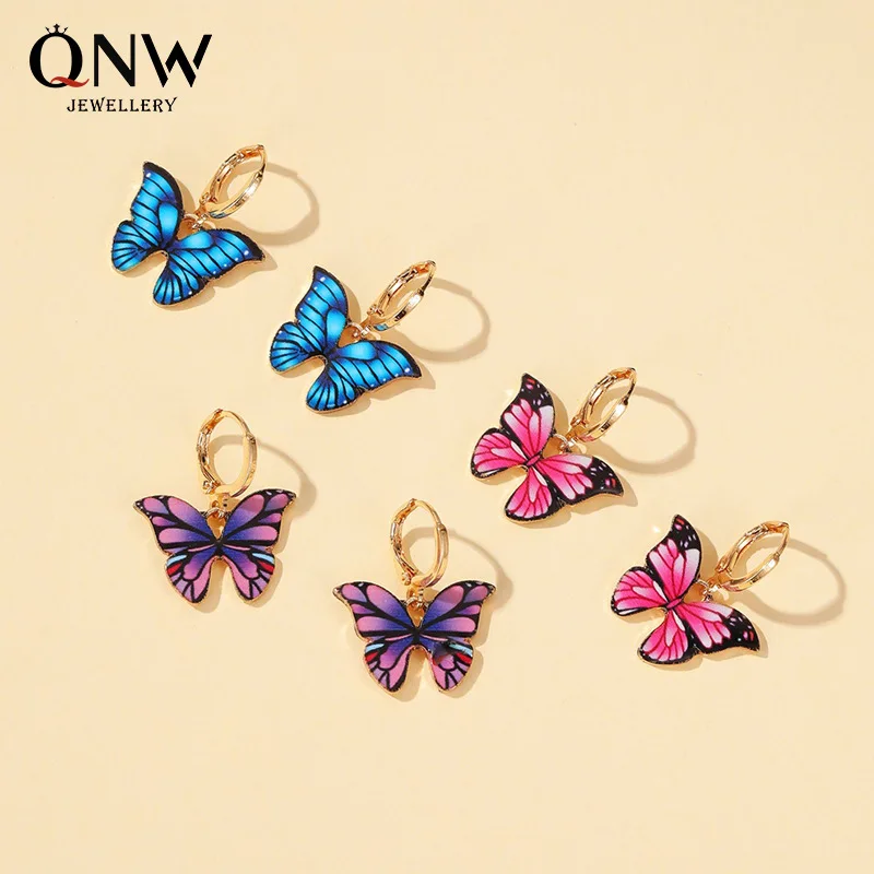 

Japan and South Korea New Colorful Butterfly Women's Earrings Ins Net Celebrity Temperament Dream Butterfly Earrings