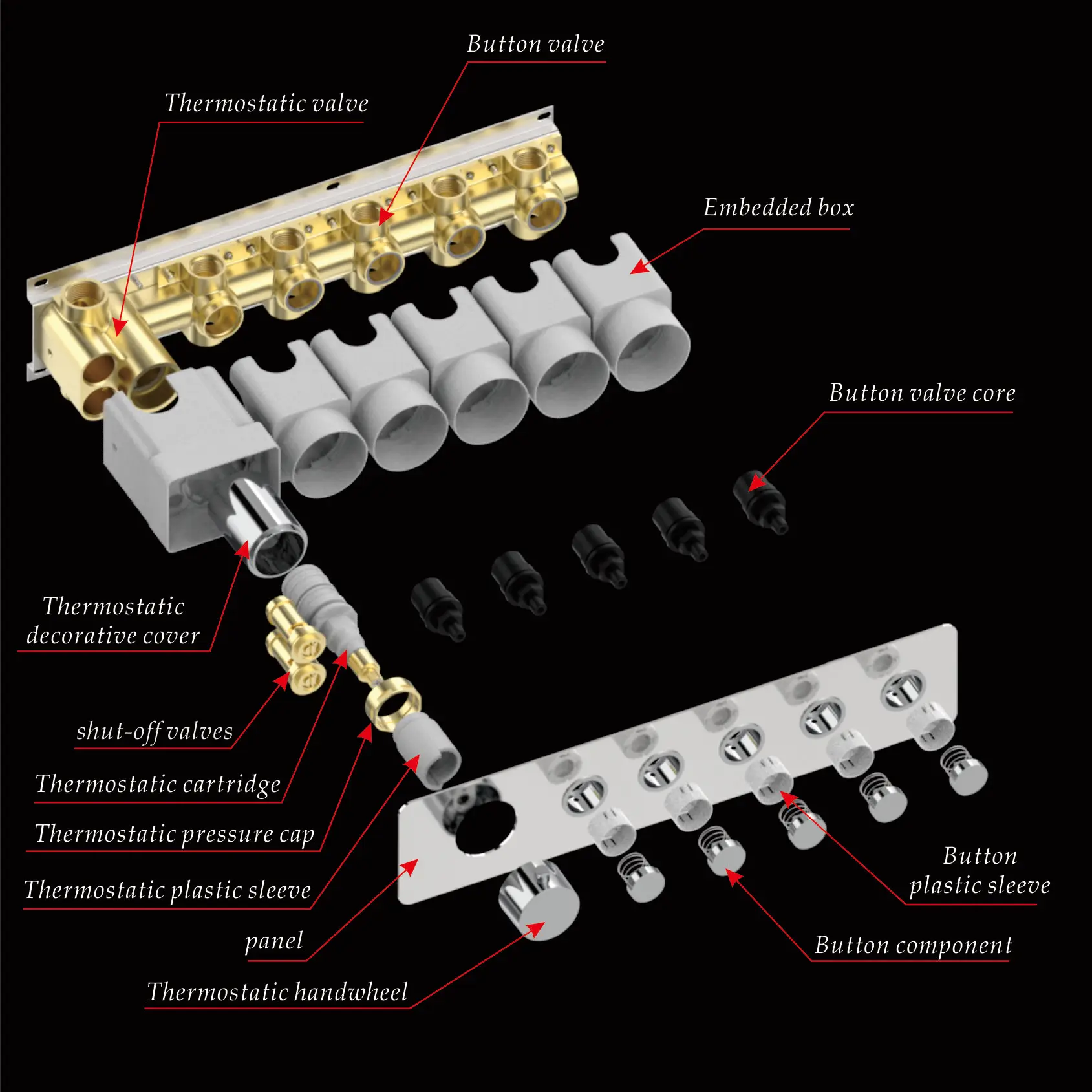 Душевая система со скрытой Термостатической кнопкой многофункциональный набор