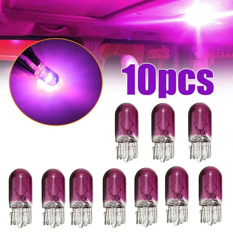 10pcs Purple T10 501 W5W Wedge Interior Car 12V 3W Dashboard Dash Panel Gauge Bulb for Styling Light Bulbs Accessories - купить по