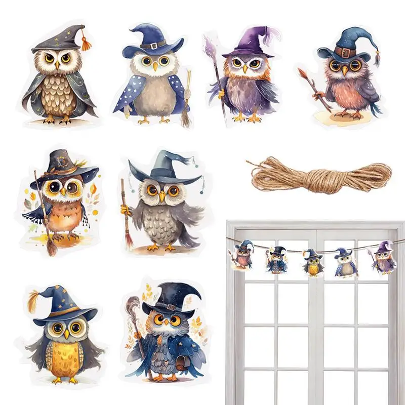 

Halloween Ornaments For Tree 8/16 Pcs Wizard Owl Halloween Tree Decorations Halloween Theme Owl Banner With Rope Halloween Party
