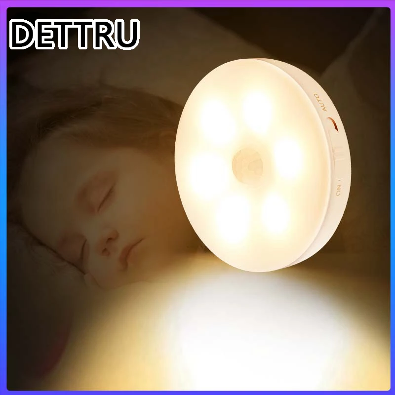 

Умный автоматический светильник с пассивным инфракрасным датчиком движения, светодиодный индукционный перезаряжаемый ночник с активацие...