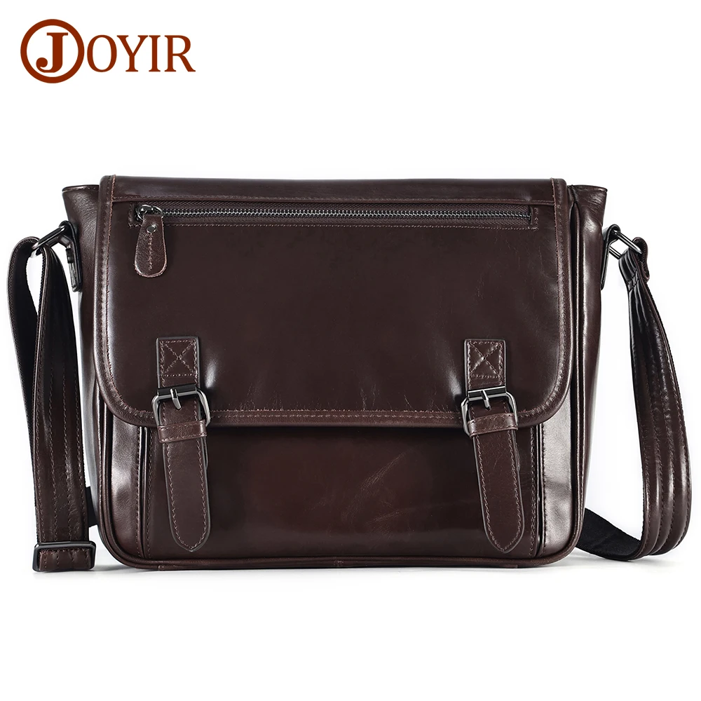 JOYIR Genuine Leather Messenger Bag for Men Flap Shoulder Bag Work Business Travel Crossbody Bag for 11" Tablet Satchel Handbags