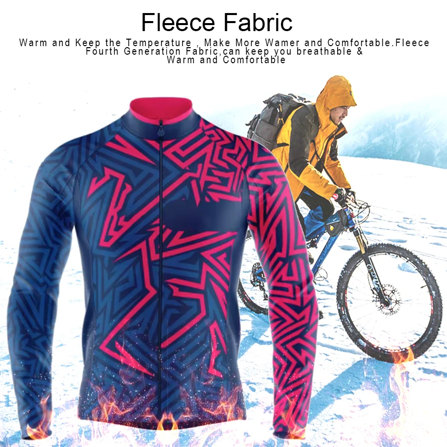Мужская Зимняя Теплая Флисовая одежда для велоспорта комплект велосипедной