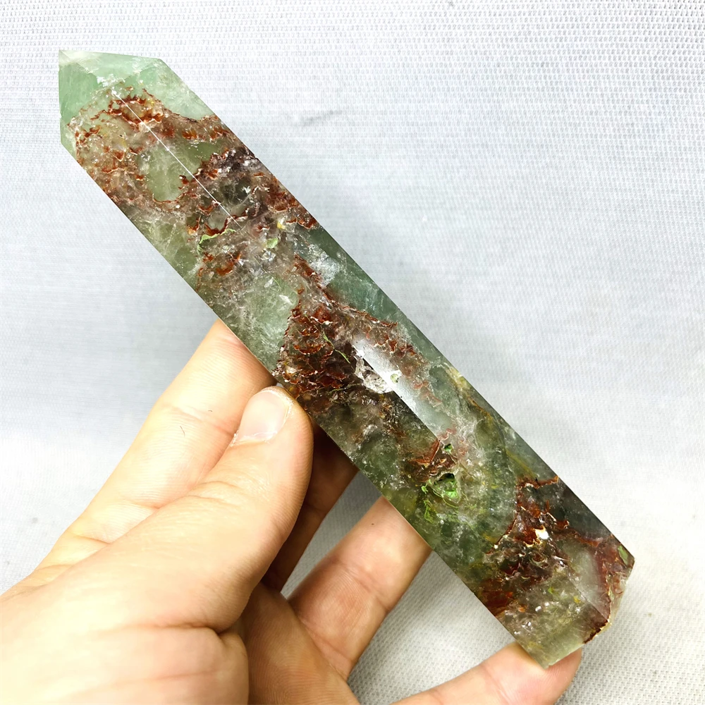 Натуральная красная слюда флюоритовая башня обелиск комната духовное украшение