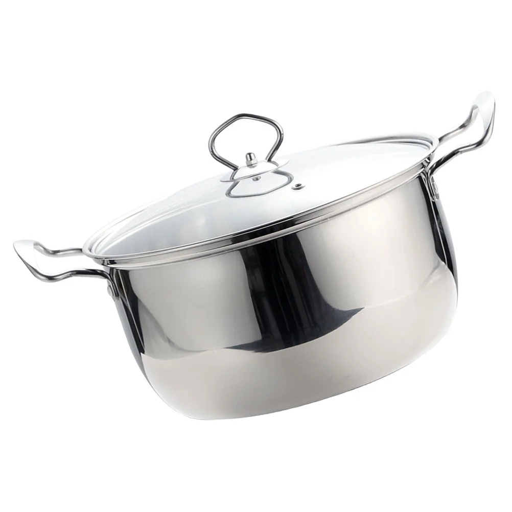 

Boiling Water Pot Soup Lid Food Stainless Steel Cooking Kitchen Cookware Metal Milk Small Saucepan Glass