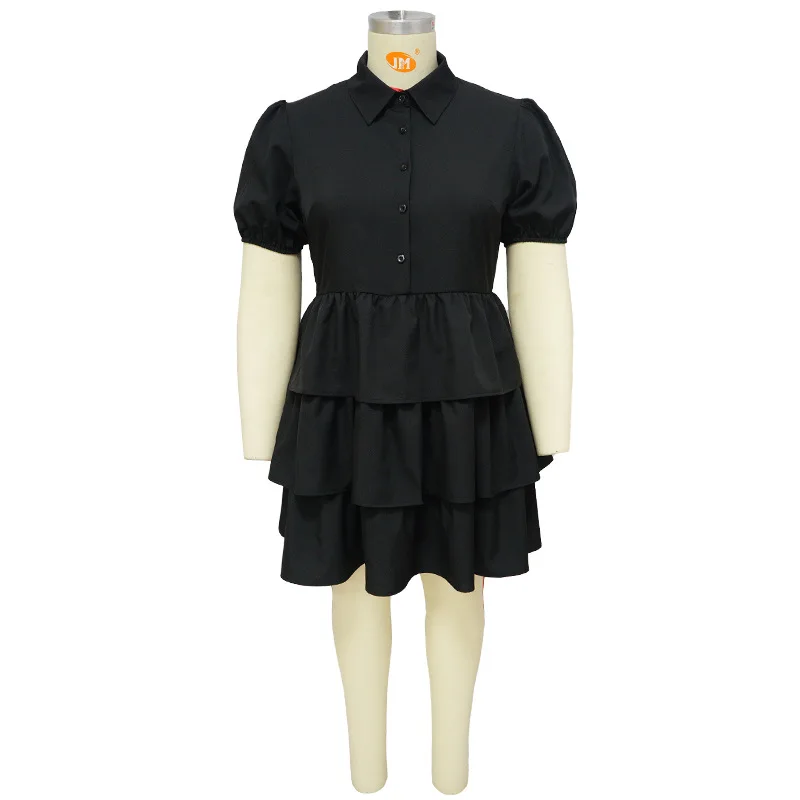 Plus Size Elegant Mini New In Dress Women Ruffle Solid Club Outfit Casual Luxury Gown 2023 Summer Trendy Evening Party Dress
