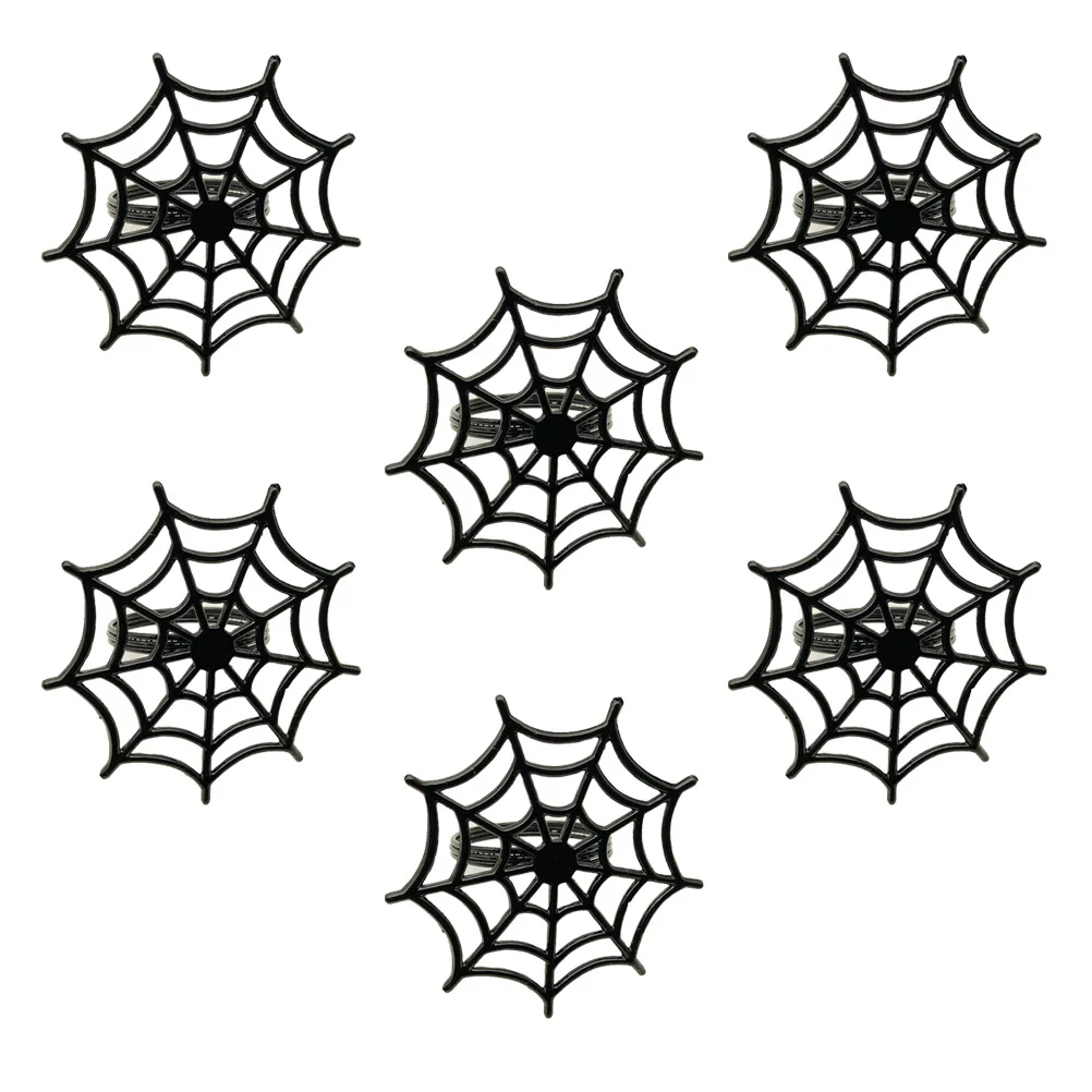 

Napkinspider Ring Holder Web Rings Buckle Holiday Buckles Net Black Table Metal Setting Dining Decor Rhinestone Spooky Set