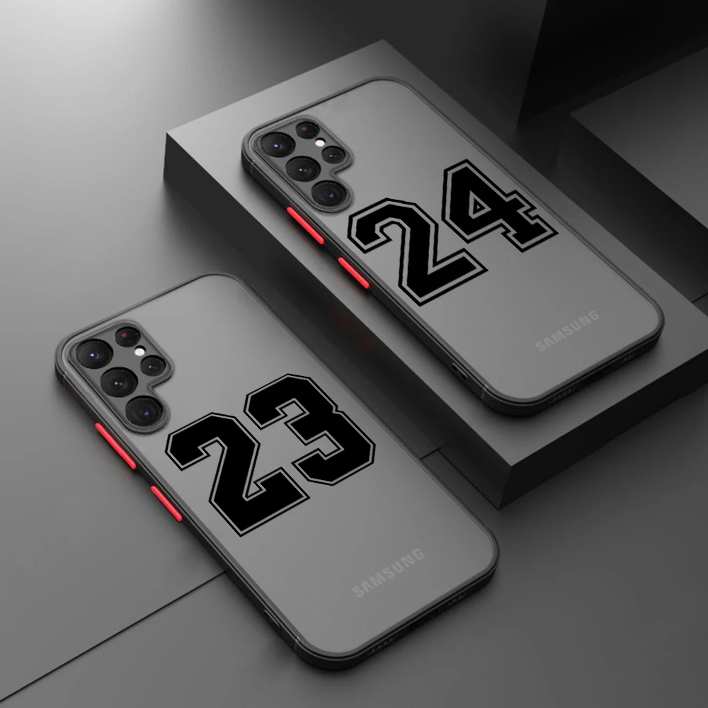 

Uniform number 23 24 34 Phone Case For Samsung S22 S21 Ultra S20 FE S10E S10 Lite Plus Frosted Translucent Matte Cover