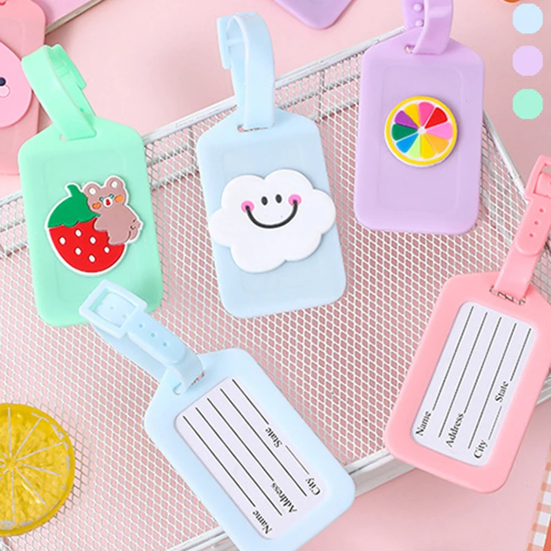 

1Pc Small Cartoon Creativity Luggage Tag Waterproof Pvc Women Men Suitcase Id Address Name Bag Label Boarding Pass 12 Styles