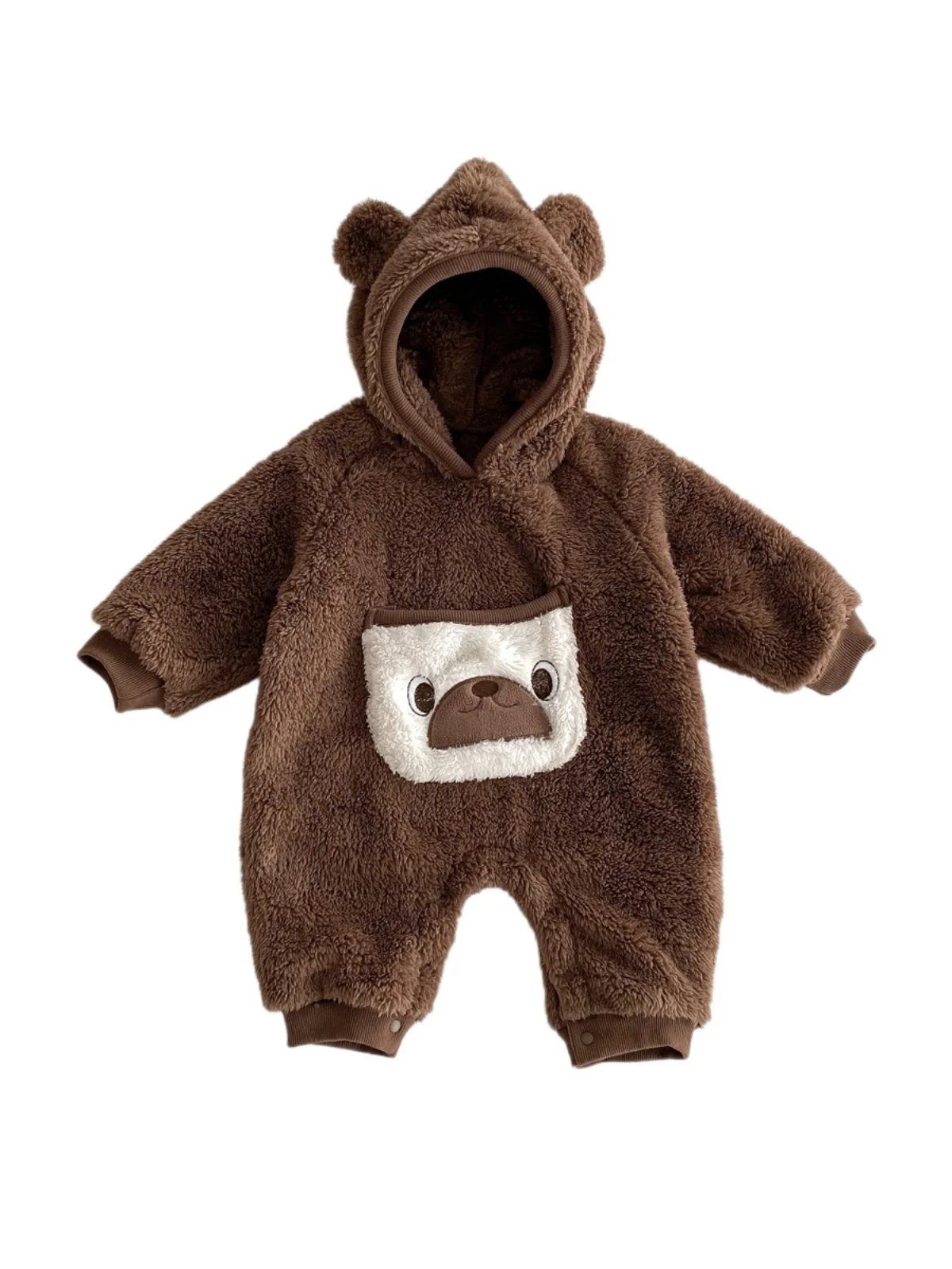 2024 корейский осенне-зимний двусторонний плюшевый теплый комбинезон детский с