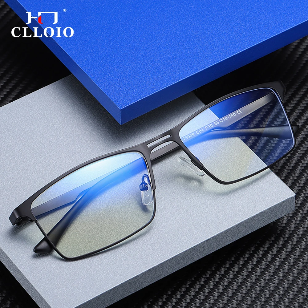 CLLOIO Classics Men Business Anti Blue Light Glasses Frame New Fashion Computer Eyeglasses Optical Prescription Eyewear Frame