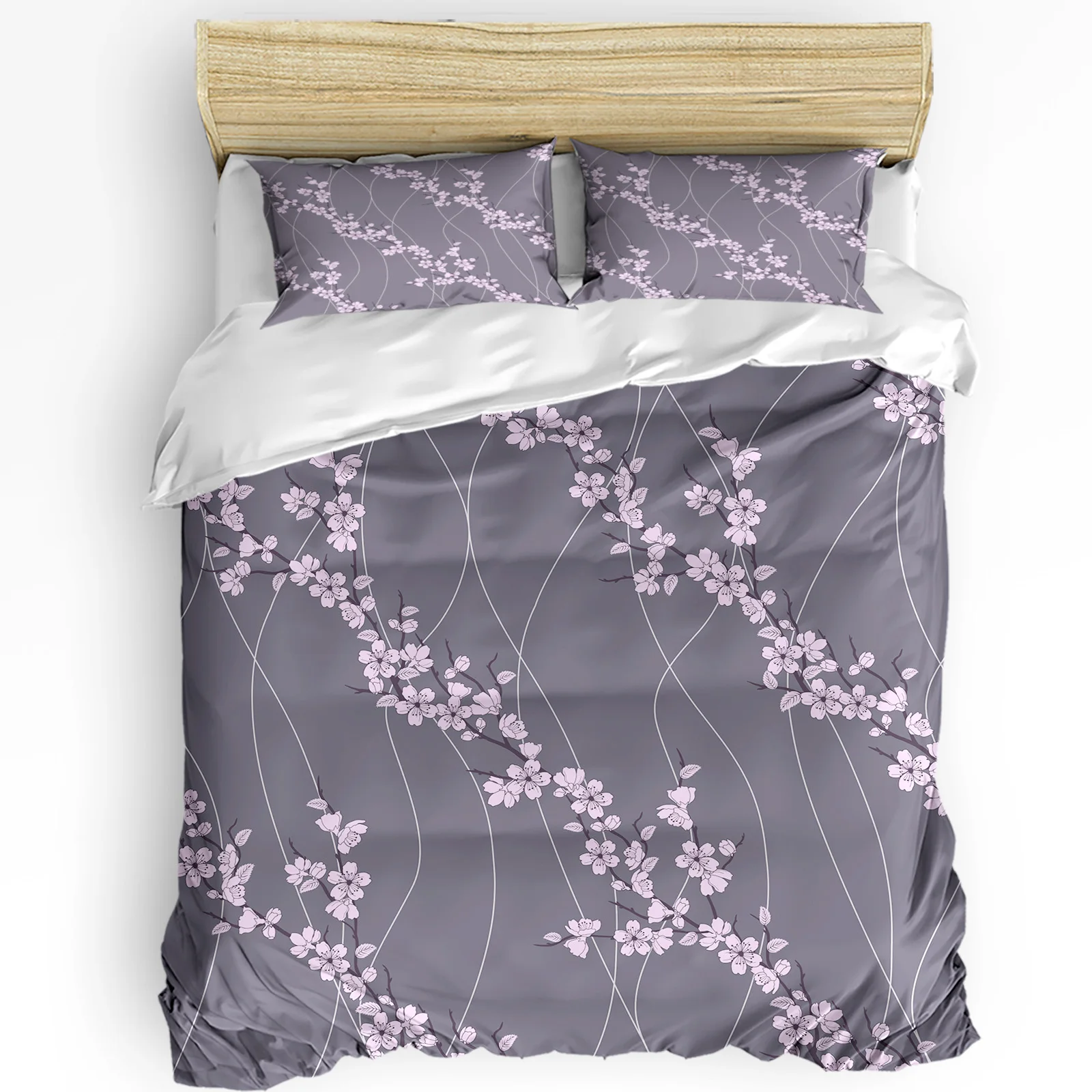 

3pcs Bedding Set Cherry Blossoms Flower Floral Home Textile Duvet Cover Pillow Case Boy Kid Teen Girl Bedding Covers Set
