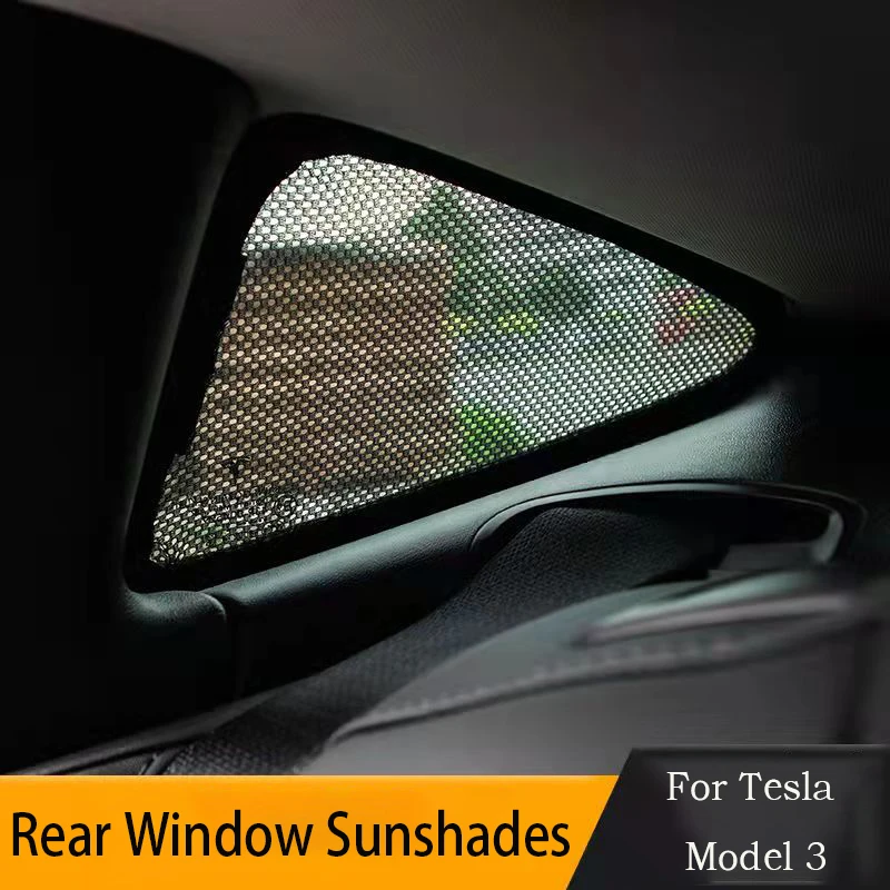 

2017-2021 Tesla Model 3/Y Achter Driehoek Zonnescherm Netto Decoratie Side Auto Zonwering Rear Window zonneschermen Cover Mesh