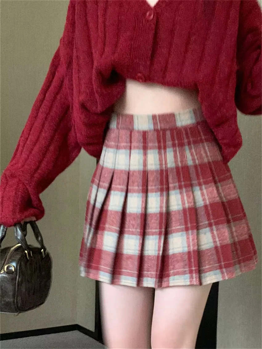 Женское винтажное платье в клетку с высокой талией