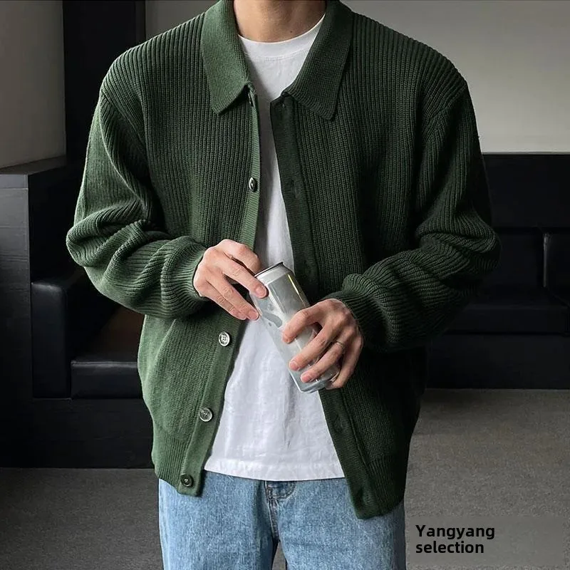Осень/зима мужской вязаный кардиган свитер свободного кроя повседневный стиль