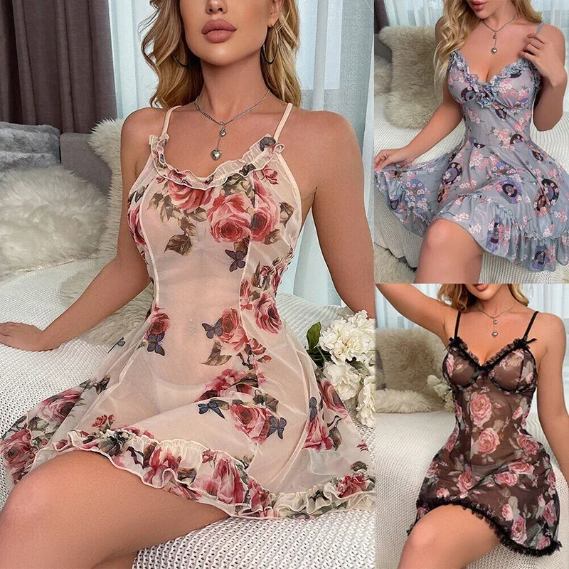 Сексуальная одежда для сна с v-образным вырезом ночное платье женская ночная