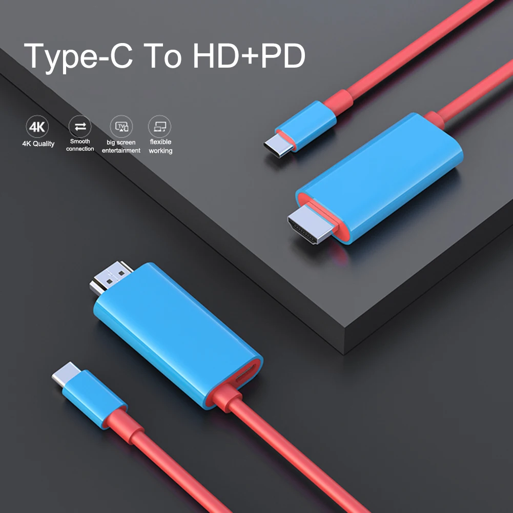 

USB Type C-HDMI-совместимый конвертер 4K HD кабель синхронизации данных для коммутационной консоли Apple Microsoft Lenovo Huawei Samsung OnePlus