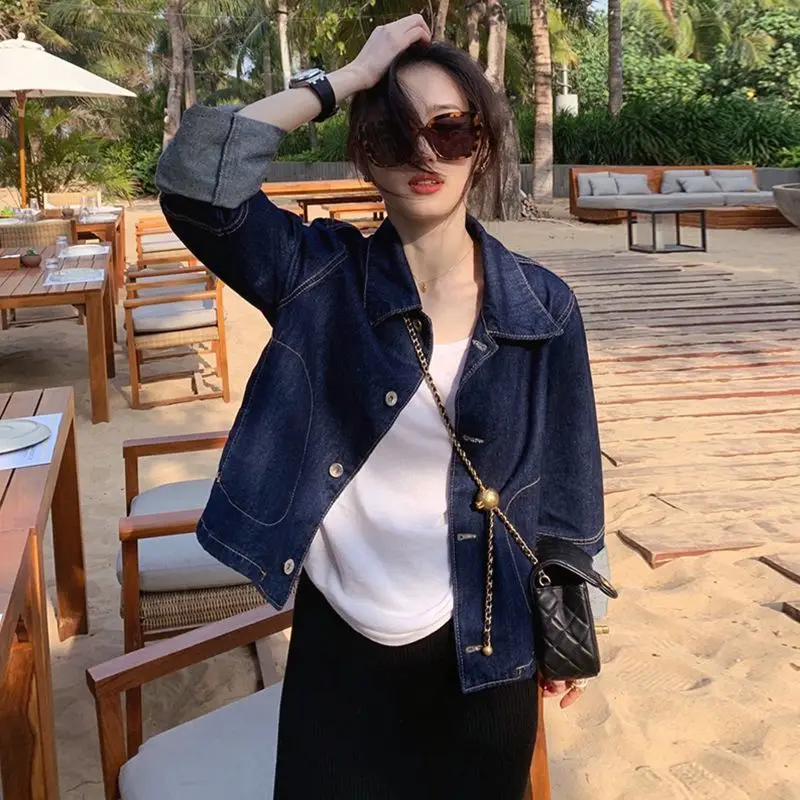 

Design Sense Denim Jacket Women's Spring And Autumn New Style Versatile Korean Loose Outer Wear Short Jacket