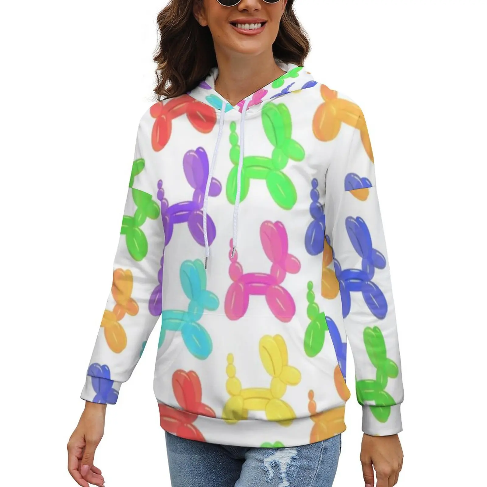 Худи с воздушными собаками милая уличная одежда принтом животных Толстовка