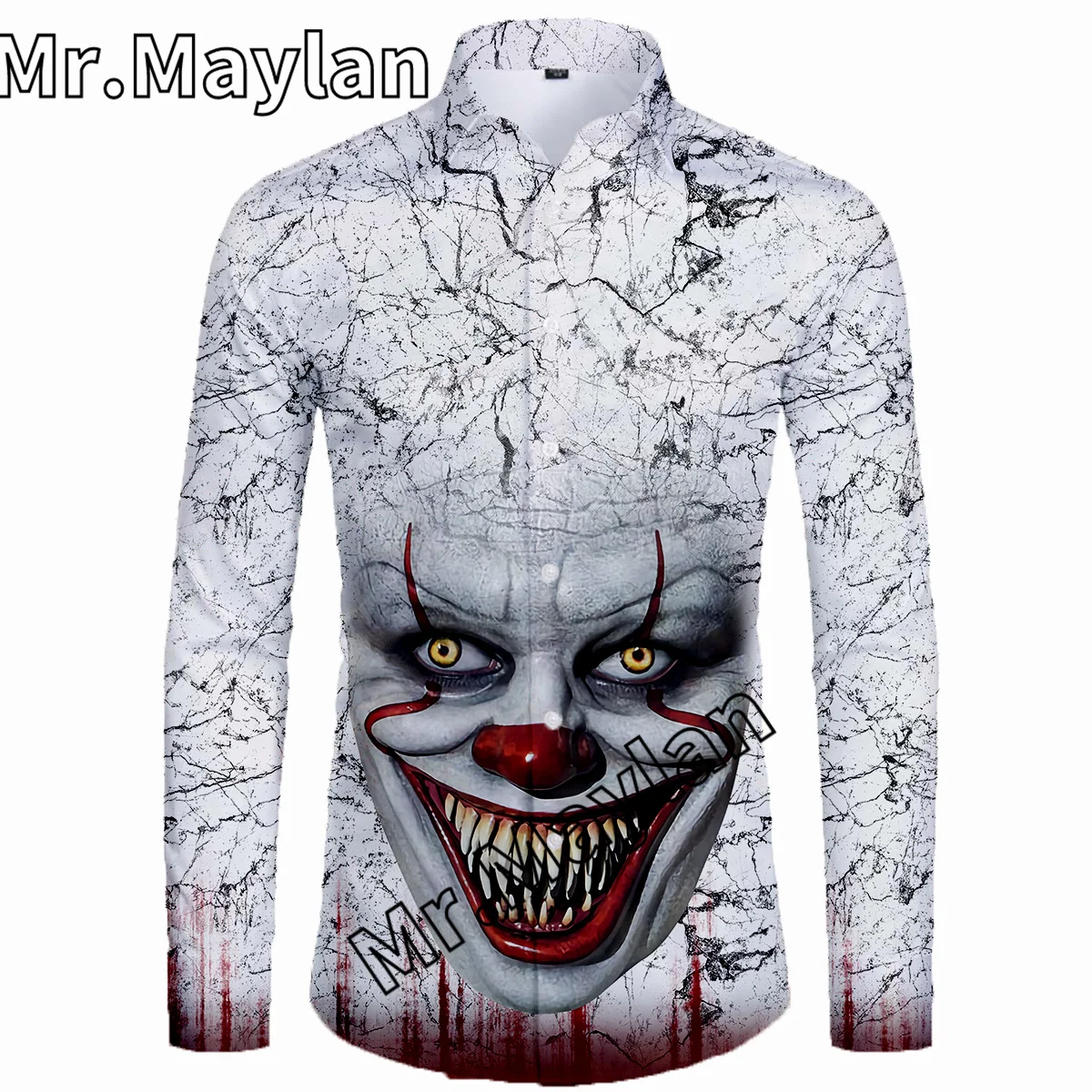 

Halloween Skull 3D Beach Hawaiian Shirt 2022 Horror Movie Long Sleeve Streetwear Oversized 5XL Clothes Social Chemise Homme A54