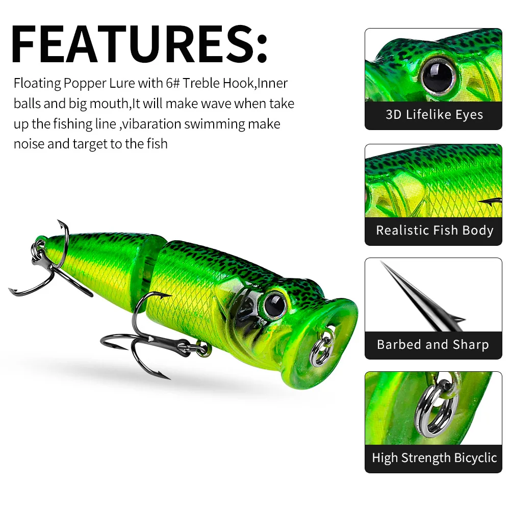 Про BEROS Поверхностный Crankbait Воблеры 8см 11г Рыболовные приманки Minnow Многосекционные действующие наживки горячей модели Crankbaits Bait Popper on.