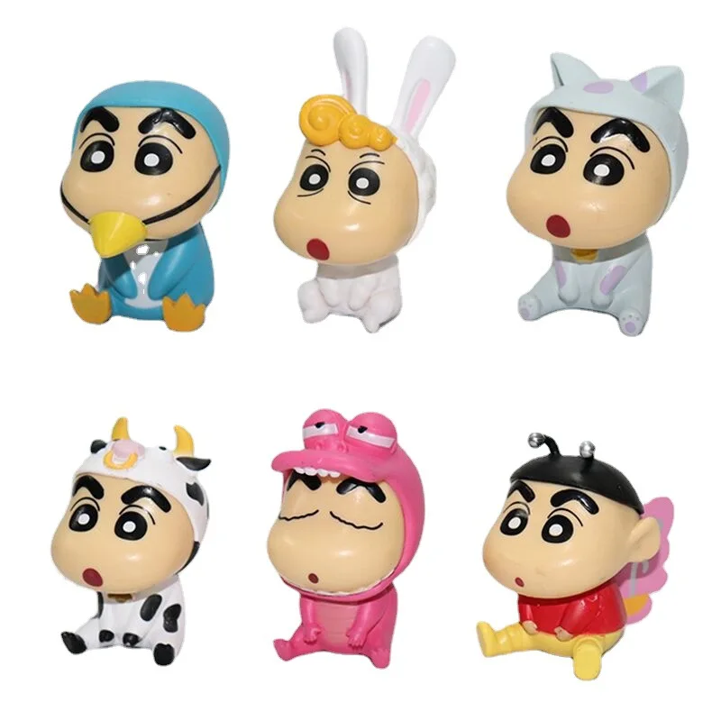 

6pcs Cartoo Anime Crayon Shin-chan Figure Cute Crayon Shin-chan Cosplay Animal Model Action Figurine Toy Ornaments Gift for Kids