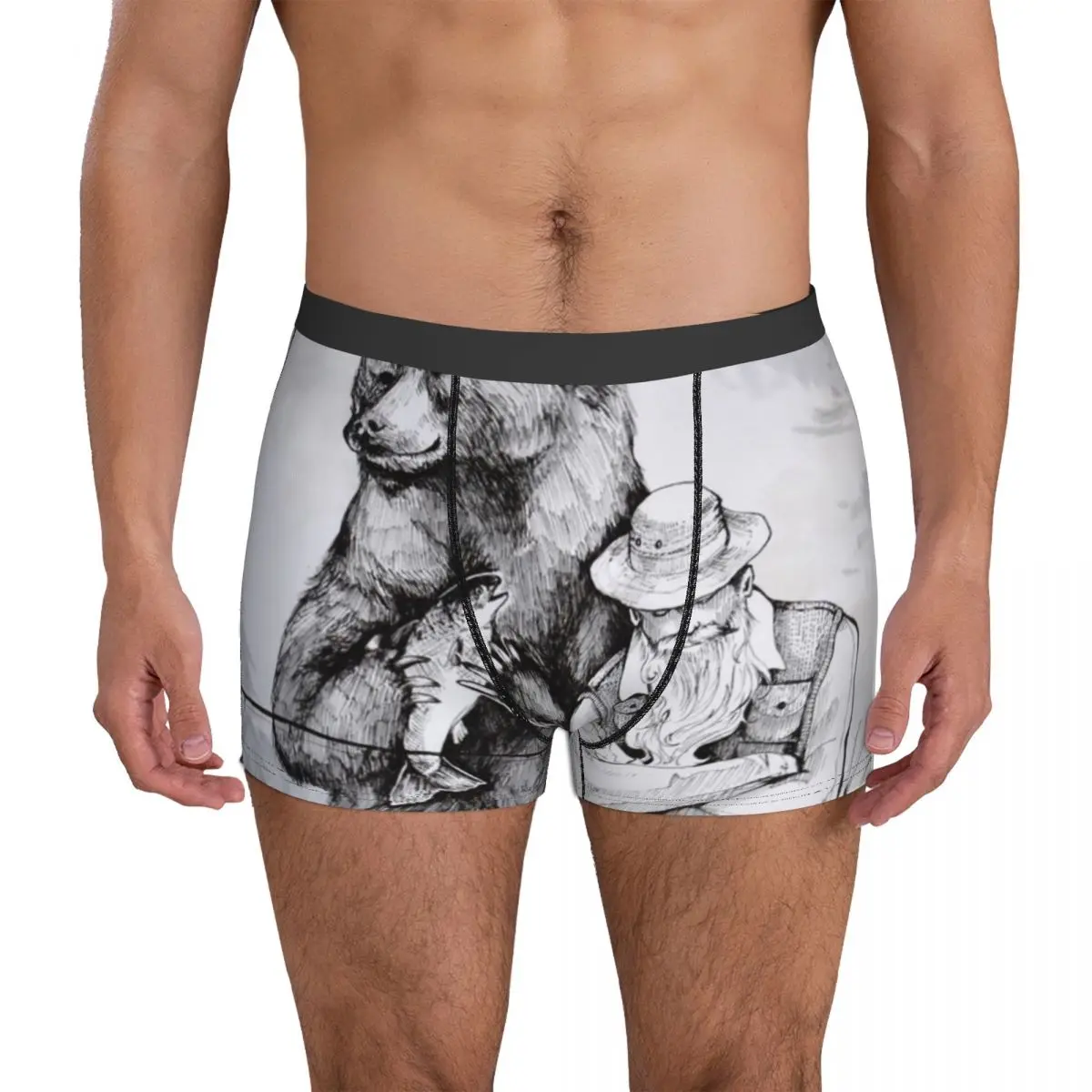 Fishing Buddies Underwear Hobby Stretch Panties Design Boxer Brief Pouch Men Plus Size Boxer Shorts