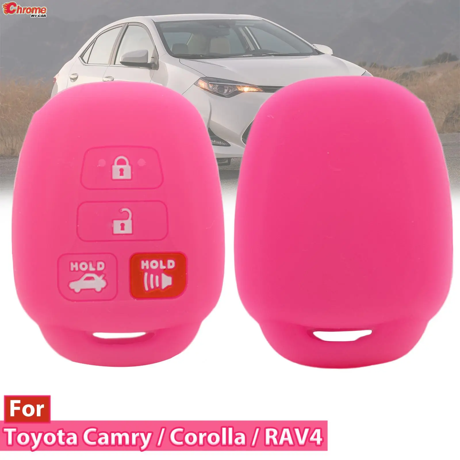 

Силиконовый чехол для ключа с дистанционным управлением, резиновый защитный чехол, кожаный чехол без ключа, держатель с 4 кнопками для Toyota ...