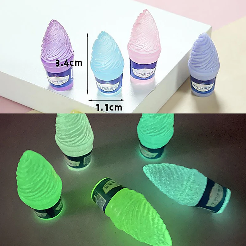 

5Pcs Kawaii Mini Resin Ice Cream Cartoon Dessert Miniatures Figurines Luminous Ornaments Car Home Decoration Random Color