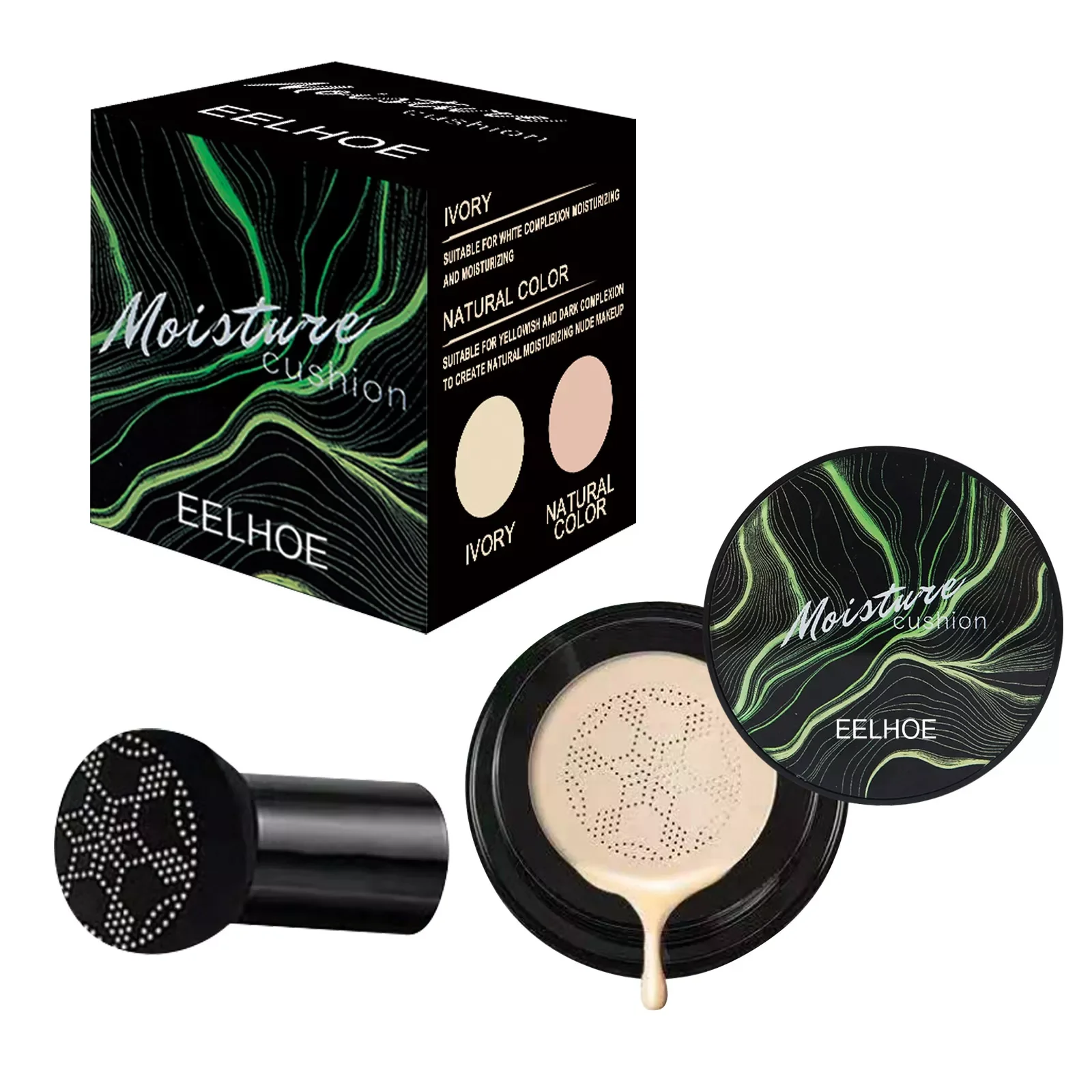 

Set Mushroom Head Make Up Air Cushion Moisturizing Foundation Air-permeable Natural Brightening Makeup BB Cream